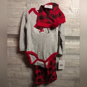 Emporio Baby Little Me Gray and Red Plaid Kids Set Size 6/9 Months